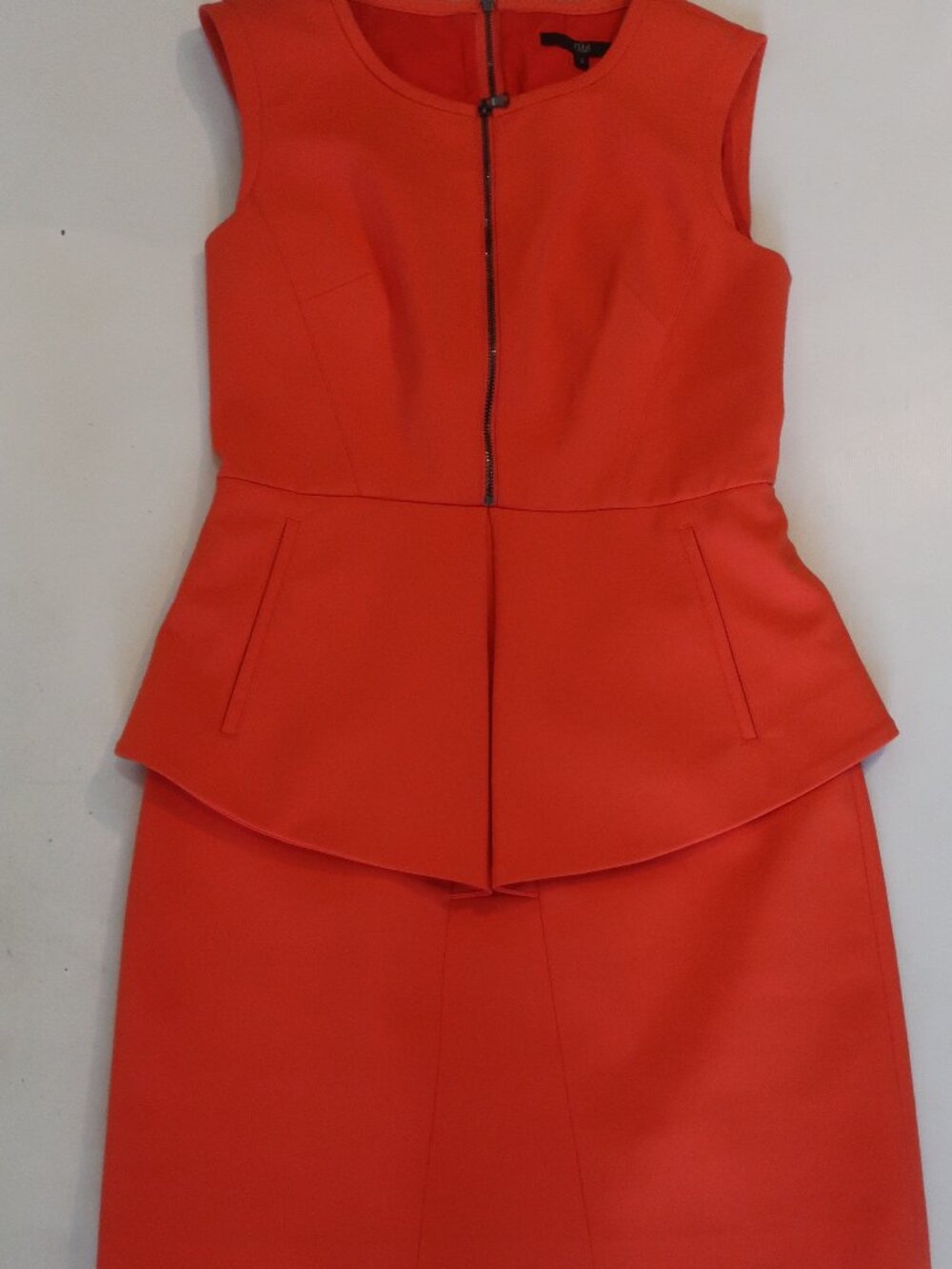 Womens Tibi Red Sleeveless Front Zip Dress 2